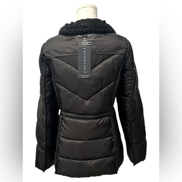 🆕 Bernardo Tweed Puffer Coat Jacket Black Shimmer Women’s Size Small NWT - Picture 6 of 8